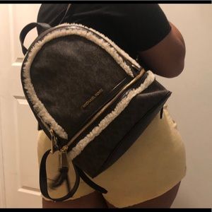 MK mini book bag with fur.